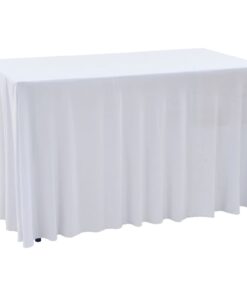 vidaXL Huse elastice de masă lungi, 2 buc., alb, 120 x 60,5 x 74 cm