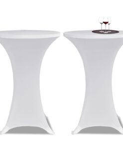 vidaXL Husă de masă cu picior Ø80 cm, 2 buc., alb, elastic