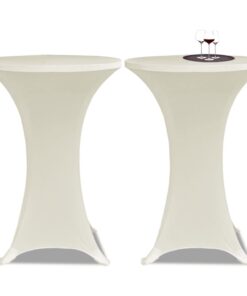 vidaXL Husă de masă cu picior Ø80 cm, 2 buc., crem, elastic