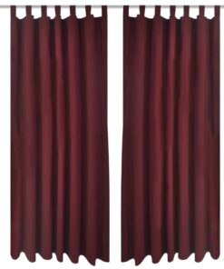 Draperii micro-satin cu bride, 140 x 225 cm, roșu bordo, 2 buc.