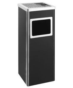 vidaXL Coș de gunoi cu scrumieră, pentru hotel, negru, oțel, 36 L