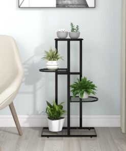 vidaXL Suport pentru flori cu 4 nivele, negru, 43x22x76 cm, metal