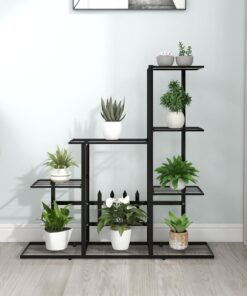 vidaXL Suport pentru flori, 94,5x25x88 cm, negru, metal