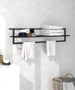 vidaXL Suport de prosoape, negru, 95x25x22 cm, fier