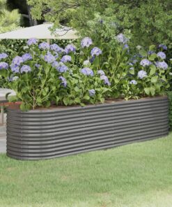 vidaXL Strat înălțat grădină gri 296x80x68cm oțel vopsit electrostatic