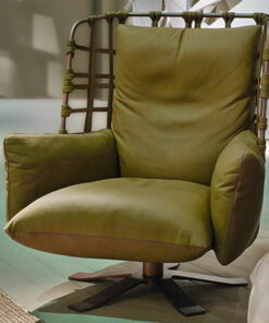 Fotoliu rotativ Gamma Dandy Cocoon piele Maori H685 baza Burnished Copper HandMade in Italy