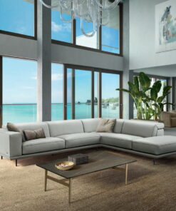 Canapea de colt Gamma Denny piele Pampas E940 baza Dark Chrome - Titanium HandMade in Italy