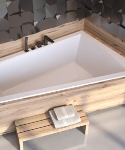 Cada baie asimetrica Besco Intima Duo Slim 170x125cm acril incastrabila orientare dreapta