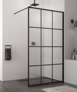Paravan dus walk-in profil negru mat, sticla securizata, 140x200 cm, SanSwiss Easy STR4P