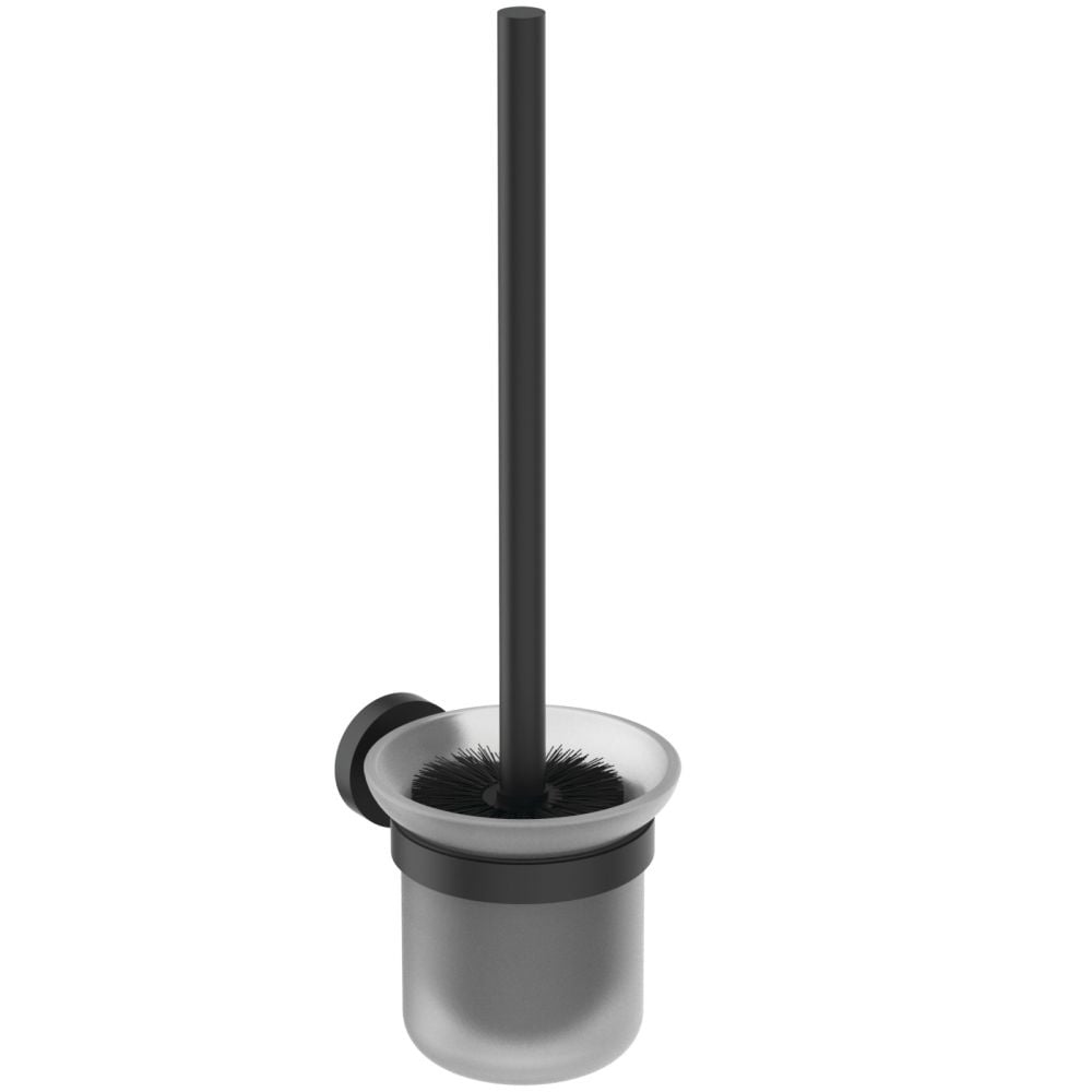 Suport perie wc Ideal Standard IOM negru sticla mata