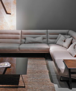 Canapea de colt Gamma Dandy Renegade piele Danka F777 baza Dark Chrome - Titanium HandMade in Italy