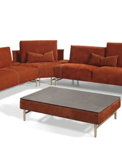 Canapea de colt Gamma Saks piele Nabuk H259 Baza Burnished Aluminium HandMade in Italy