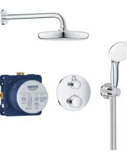 Set de dus incastrat crom cu baterie design rotund Grohe Grohtherm