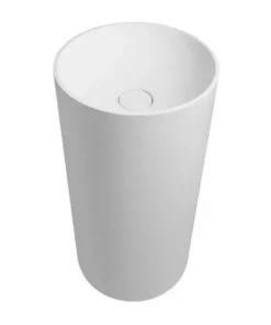 Lavoar freestanding Marmite Doha rotund 43.5 cm alb mat