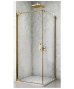 Cabina de dus aurie patrata 80x80 cm Sanswiss Cadura Opal, deschidere pe stanga
