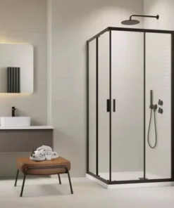 Cabina de dus patrata Radaway Alienta C cu usi culisante 90x90 cm negru mat