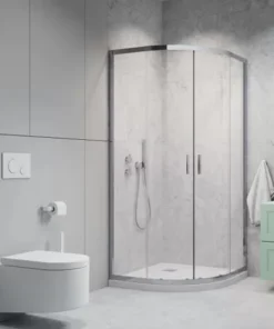 Cabina de dus semirotunda Radaway Alienta A cu usi culisante 90x90 cm crom lucios