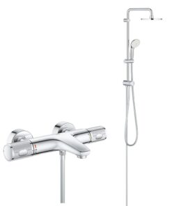 Coloana cada/dus cu termostat, Grohe Grohtherm Performance, palarie 210mm, para dus 1 tip jet,crom(34830000 ,26381001  )