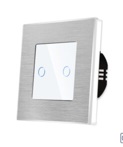 Intrerupator Dublu cu Touch din Sticla si Rama de Aluminiu LUXION, RF433