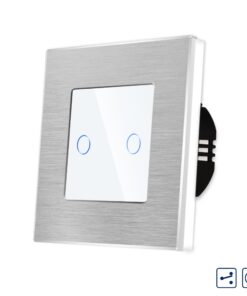 Intrerupator Dublu Cap Scara / Cruce cu Touch din Sticla si Rama de Aluminiu LUXION, RF433