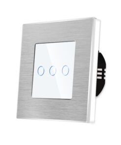 Intrerupator Triplu cu Touch din Sticla si Rama de Aluminiu LUXION, 500W