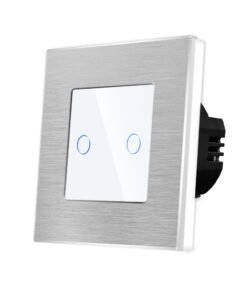 Intrerupator Dublu cu Touch din Sticla si Rama de Aluminiu LUXION, 500W
