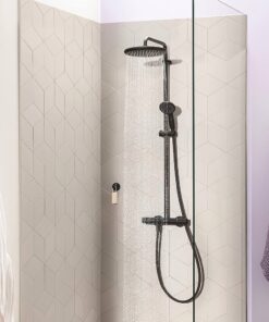 Sistem de dus Grohe Vitalio Start 250, termostat, 250 mm, 1 pulverizare, anti-calcar, mat, negru-266772430