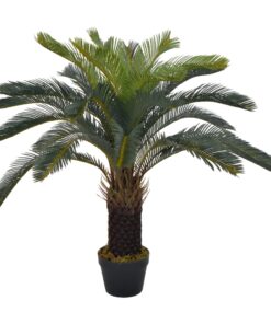 vidaXL Plantă artificială palmier cycas cu ghiveci, verde, 90 cm