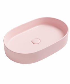 Lavoar baie roz mat montaj pe blat, 60 cm, Adelais Foglia