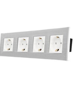 Priza Cvadrupla LUXION cu rama din aluminiu