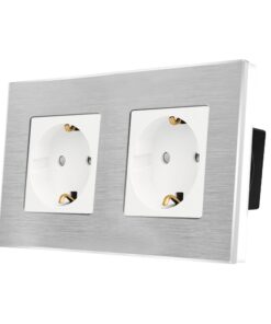 Priza Dubla LUXION cu rama din aluminiu