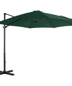 vidaXL Umbrelă în consolă cu stâlp din aluminiu, verde, 300 cm