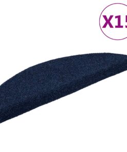 vidaXL Covorașe autoadezive pentru scări, 15 buc., 56x17x3 cm, semirotunde, bleumarin