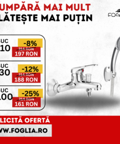 Baterie cada-dus Deante Lobo cu para dus, furtun si suport fix, crom lucios