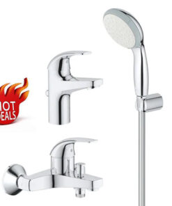 Pachet baterii baie 3 in 1 Grohe ( baterie cada, baterie lavoar, set dus cu porter,furtun dus 1.25m(23805000,23768000,27799001)