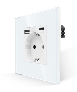 Priza Simpla + USB-A + USB-C LUXION cu Rama din Sticla